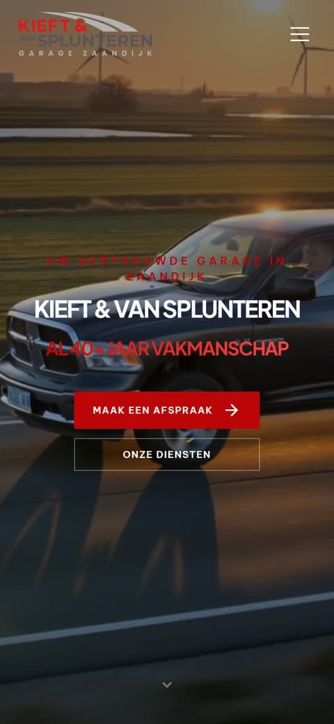 Mobiele weergave van de website voor Kieft & van Splunteren
