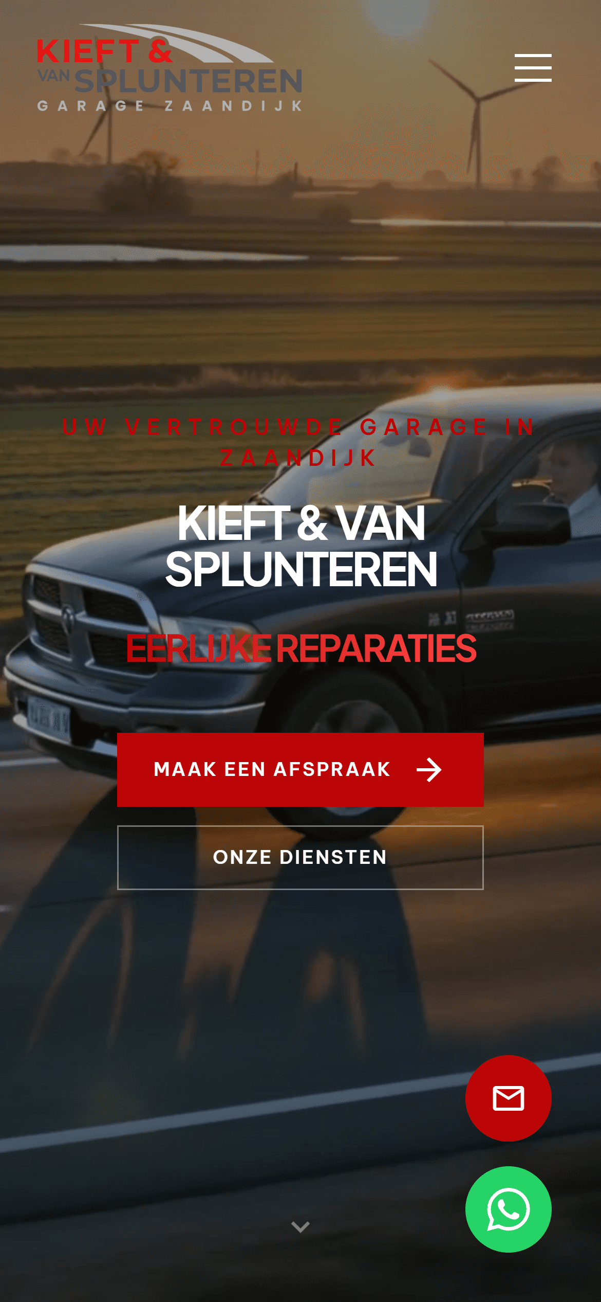 Mobiele weergave van de website voor Kieft & van Splunteren