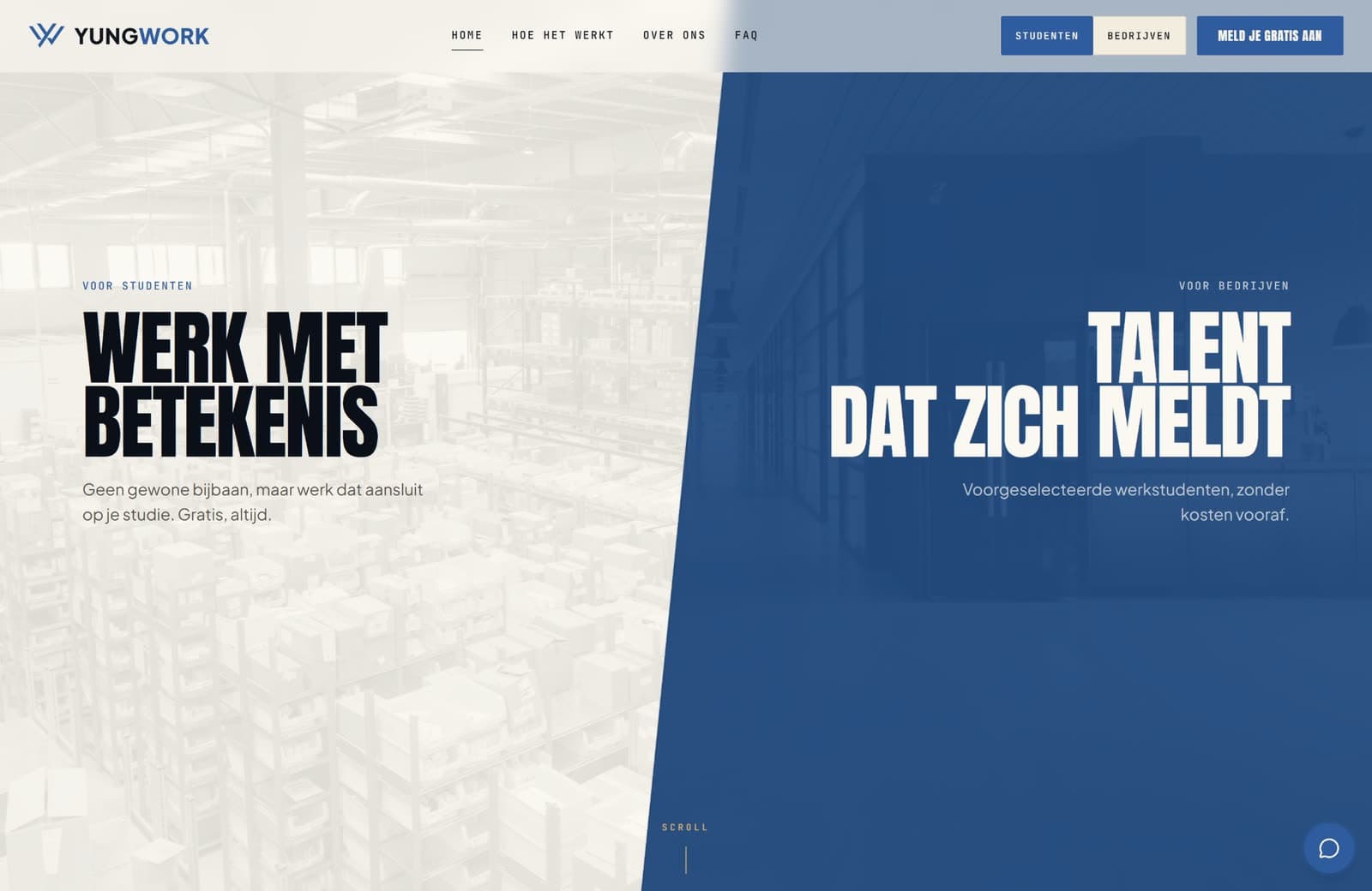 Website van YungWork op een MacBook, gebouwd door Flowigo